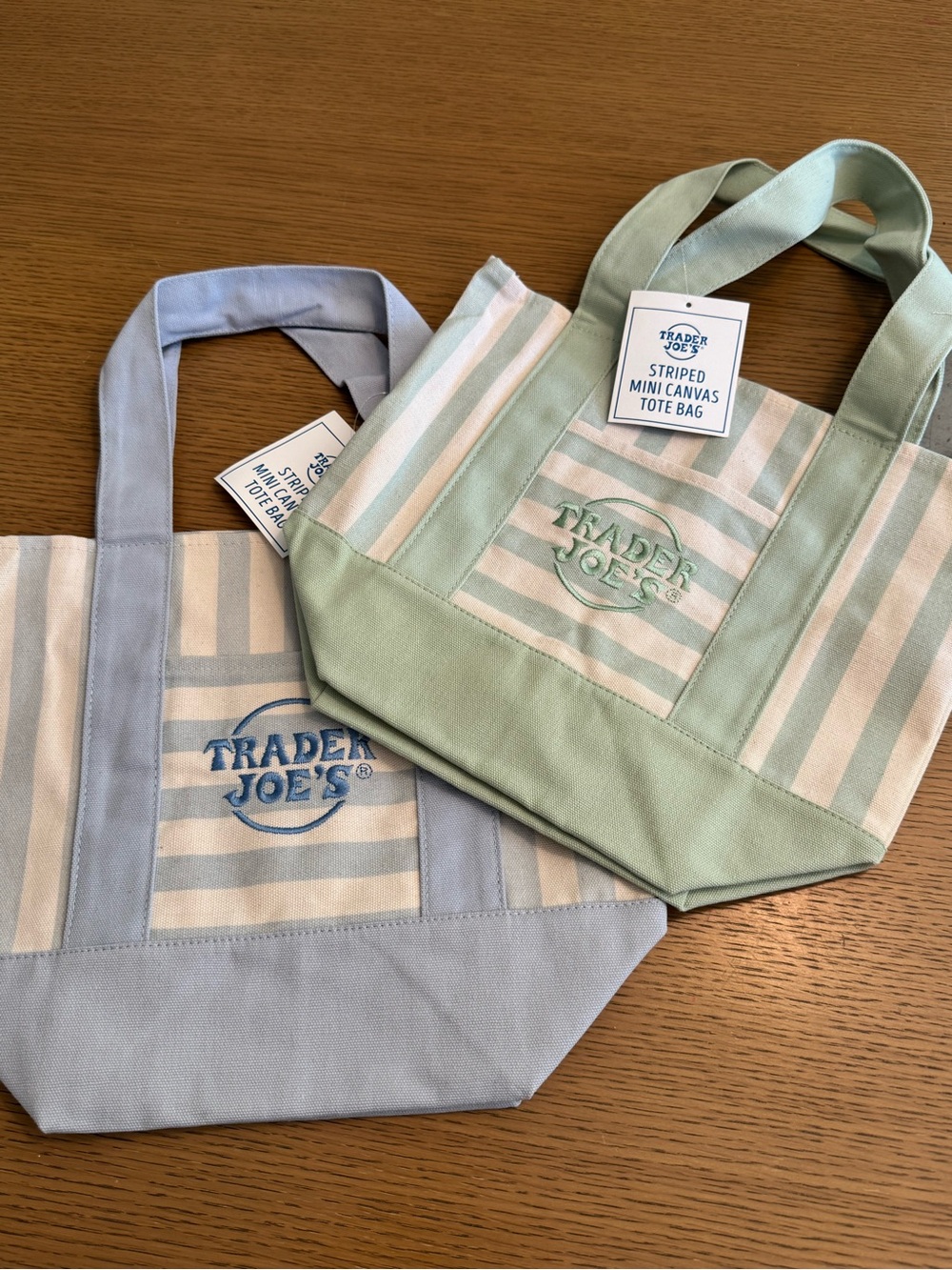 Trader Joe's Striped Mini Canvas Tote Bags - both!